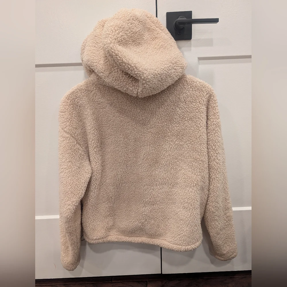 PINK Victoria's Secret Cream Sherpa Zip up Hooded Jacket Size Small